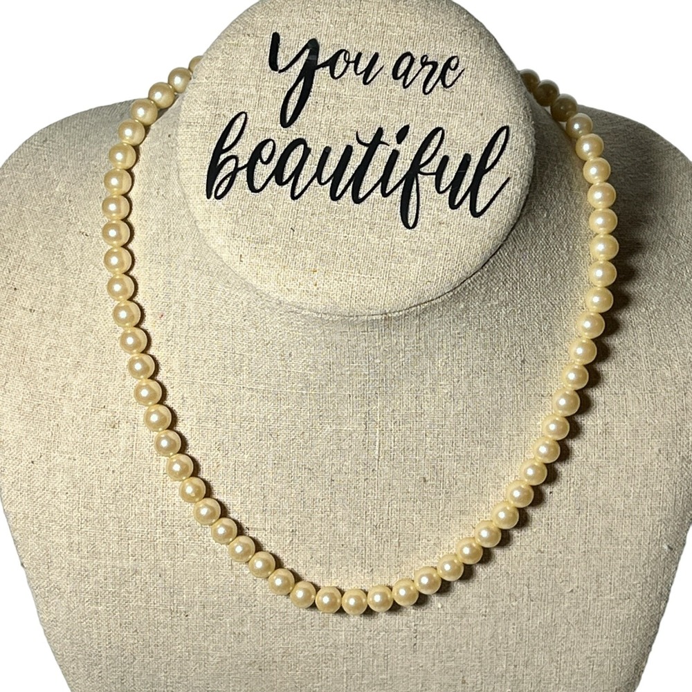 Faux Pearl Single Strand Necklace Chokers 16" Strand Beaded Vintage Japan